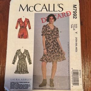 2/$15 McCall’s Sewing Pattern M7992 XS-M Laura Ashley Pattern